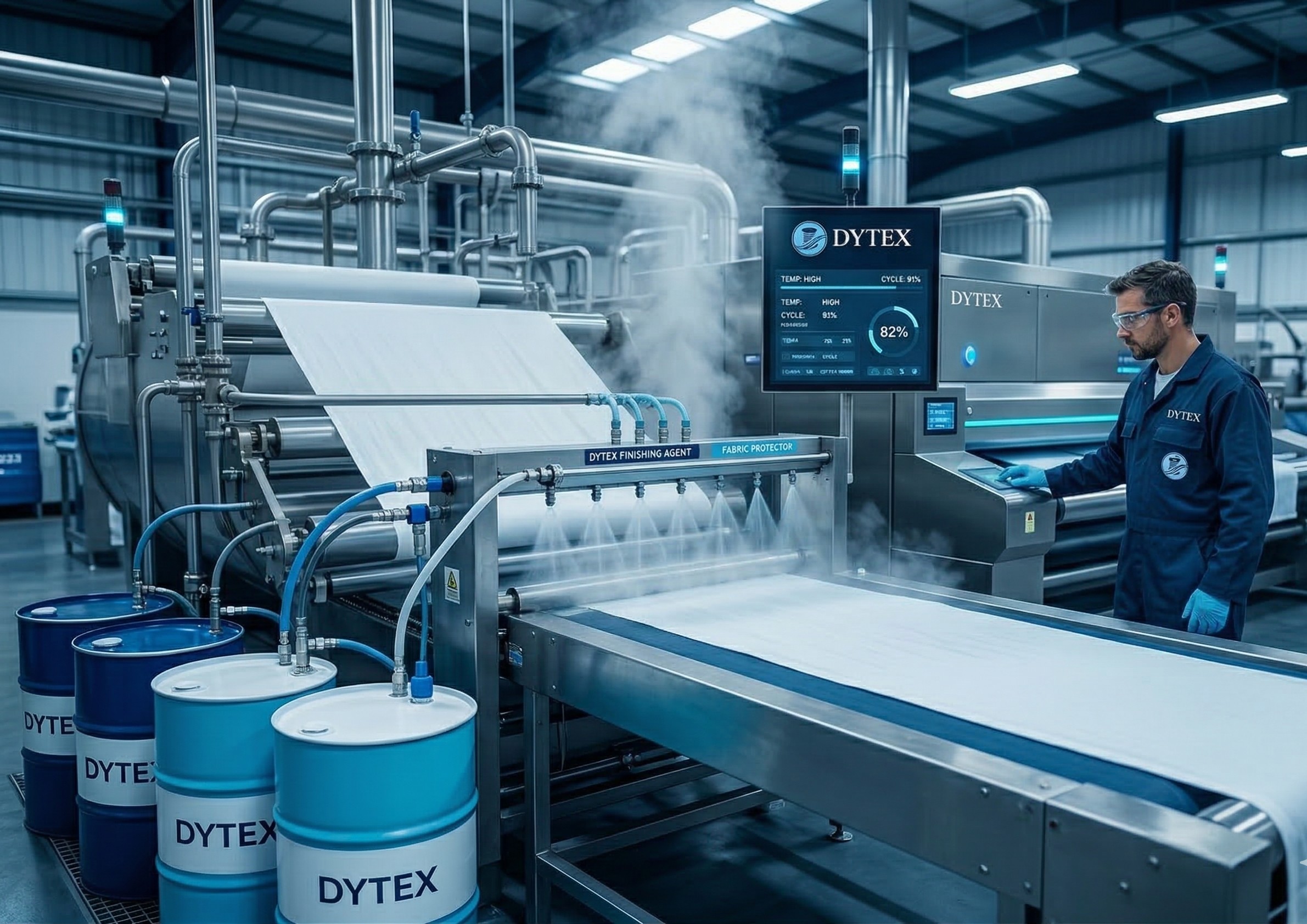 Industrial textile service machinery and treatment equipment